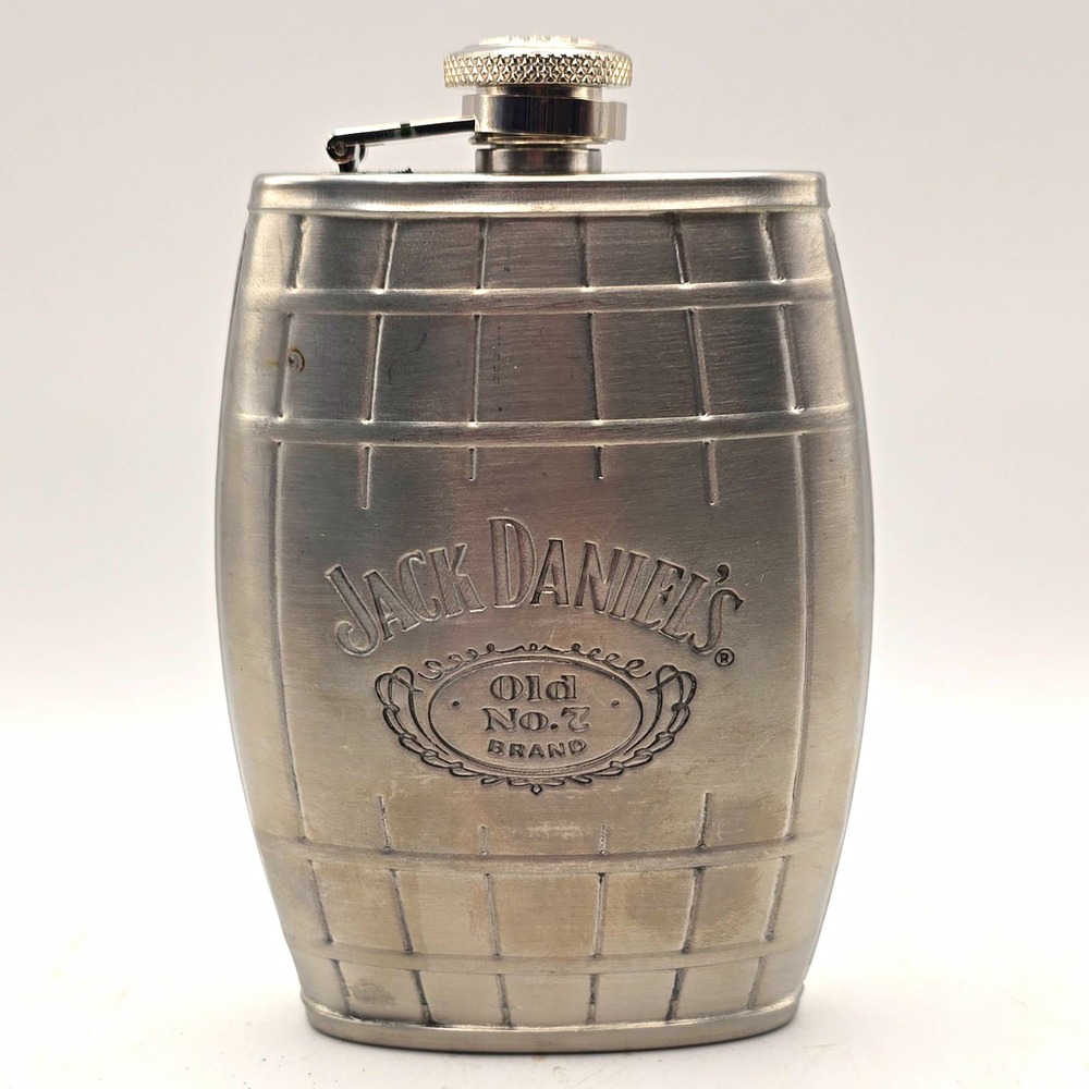 Jack Daniel's Old No. 7 Stainless Steel 6 oz Flask Silver Distillery 2007